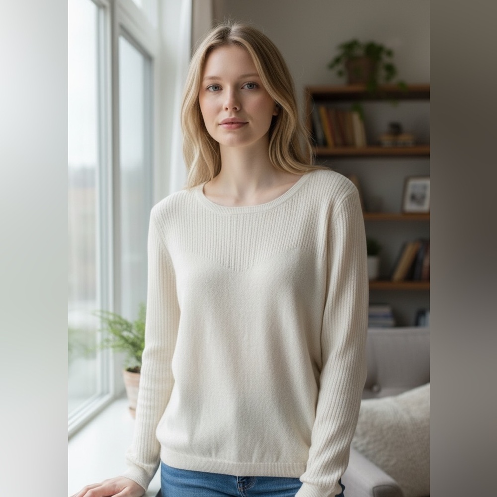 Majolica A Elegant Cream Sweater - Casual Wear - Size M